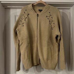 Torrid Black Lace Up Bomber Sweater